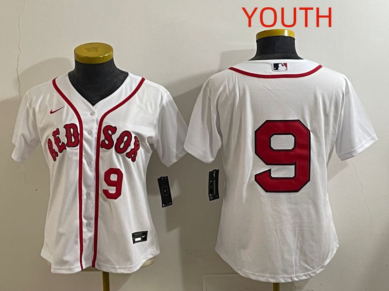 Youth Boston Red Sox #9 No Name White Game 2025 Nike MLB Jersey style 2